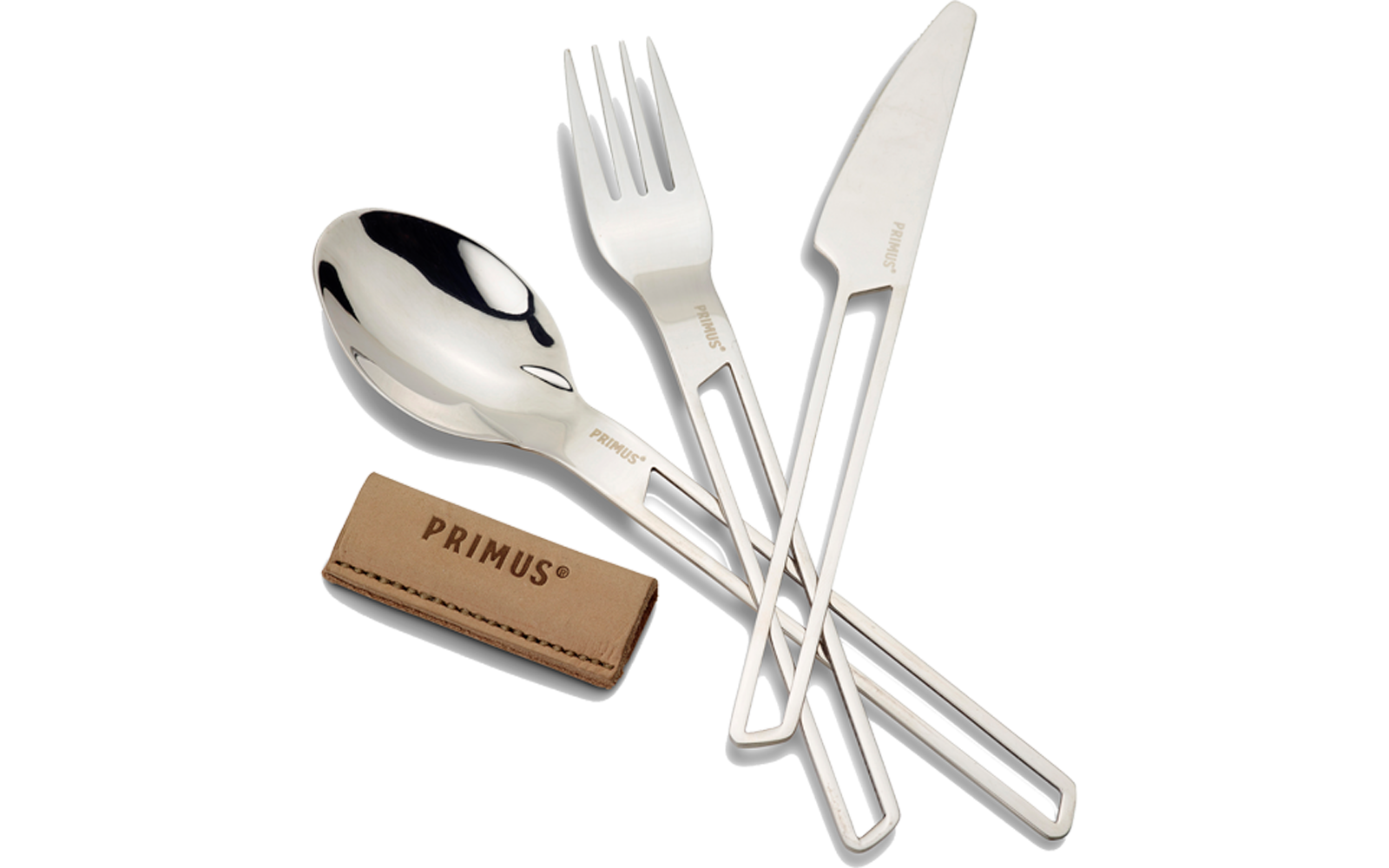 Produktbild Primus CampFire Campingbesteck aus 18/8 Edelstahl 3 teilig inklusive Lederetui 1