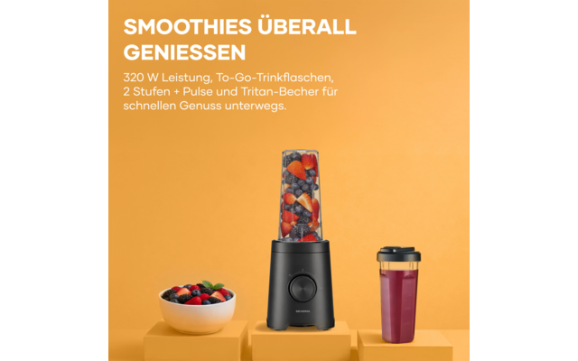 Image du produit Severin SM 3743 Smoothie Mixer 320 W mit 2 Mix & Go Bechern 600 ml 1