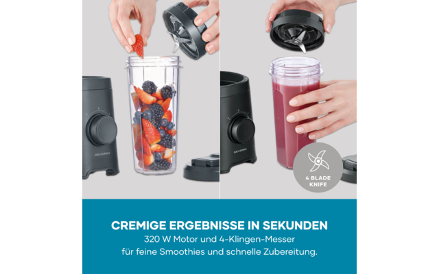 Image du produit Severin SM 3743 Smoothie Mixer 320 W mit 2 Mix & Go Bechern 600 ml 1