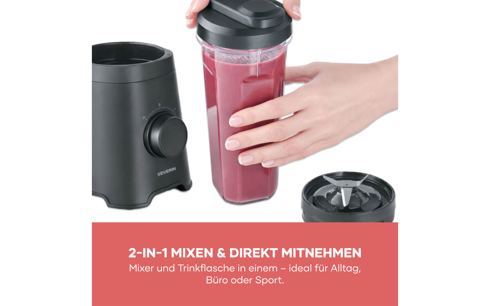 Image du produit Severin SM 3743 Smoothie Mixer 320 W mit 2 Mix & Go Bechern 600 ml 1