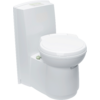 Witte moderne toilet met geïntegreerde spoelbak op witte achtergrond