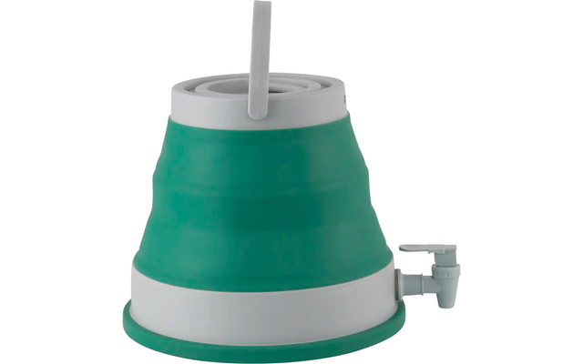 Gobelet pliable vert et blanc avec couvercle et paille