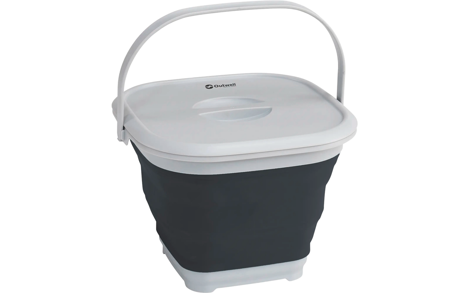 Inklapbare kunststof emmer met witte deksel en handvat
