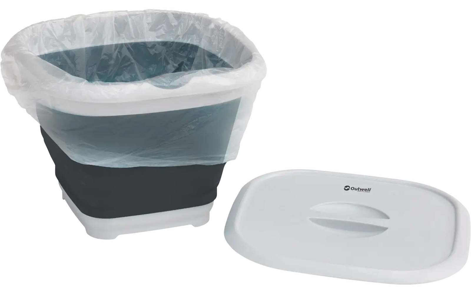 Inklapbare prullenbak met afneembaar deksel en witte vuilniszak