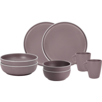 Brunner T&ecirc;te-&agrave;-t&ecirc;te Dolomit roos Melamine servies anti-slip, BPA-vrij en breukvast 8-delig