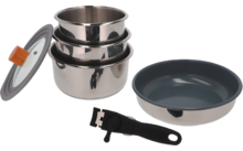 783051 - Berger BlueOak Edelstahl Topfset 6-tlg. mit Glasdeckel und Zangengriff