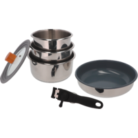 Berger BlueOak roestvrijstalen pannenset 6-delig met glazen deksel en tanggreep