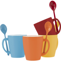 Juego de 4 tazas con cucharas 390 ml arcoiris Colour Line Gimex