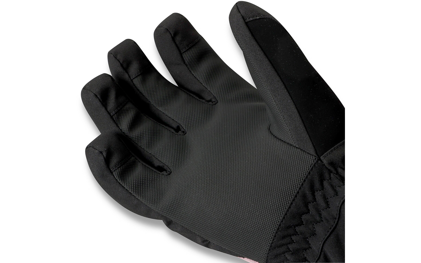 Schwarzer Handschuh aus glattem Material mit gepolsterten Fingern