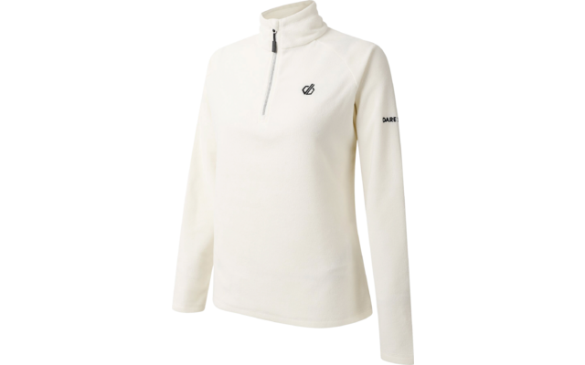 Weißer Pullover mit Reißverschluss und Logo auf der Brust