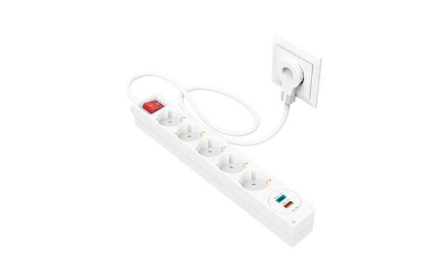 Ciabatta elettrica Hama a 5 vie con presa USB-C / USB-A / Power Delievery / Quick Charge