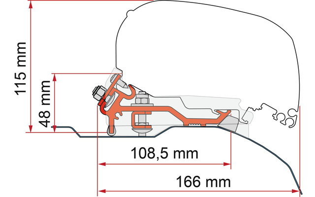 Fiamma Adapterkit Fiat Ducato / Citroën Jumper / Peugeot Boxer Laagprofiel voor F80 luifels