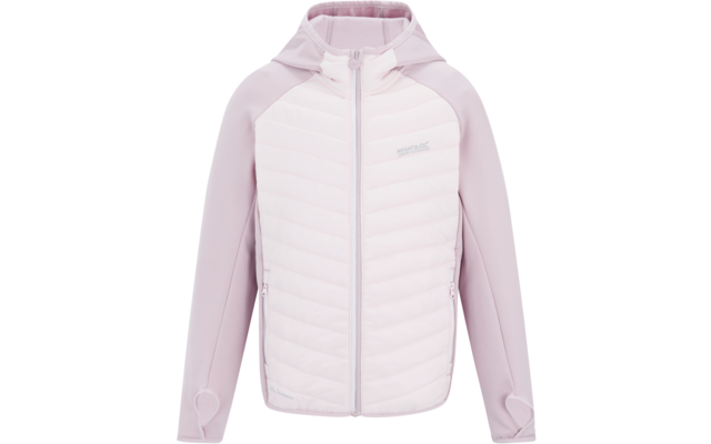 Hellrosa Kapuzenjacke mit Reißverschluss, gesteppter Vorderseite, langen Ärmeln und seitlichen Reißverschlusstaschen