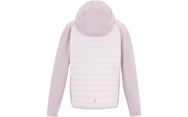 Hellrosa Jacke mit Kapuze, Rückansicht, lange Ärmel und gestepptes Rückenpanel