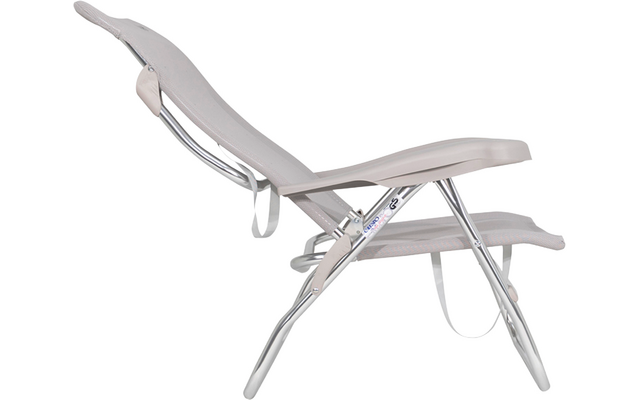 Modern gray lounge chair with adjustable backrest on white background