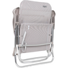 Folded gray camping chair with metal frame on white background
