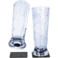 silwy® Magnetic beer plastic glasses incl. metal nano gel pad 2 pcs. (500 ml)