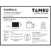 Product label: 'KAMBALA' 'Ultra light Camping Blanket' brand 'TAMBU', article number 20221104, size 203 x 145 cm, packed dimensions 40 x 30 cm, weight approx. 700 g, material top/bottom/filling 100% Polyester (rPET), filling 160 g/m², sustainability note 100% recycled PET Polyester, PFC free