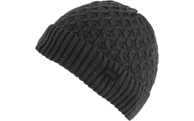 Strickmütze in dunkelgrau mit Muster