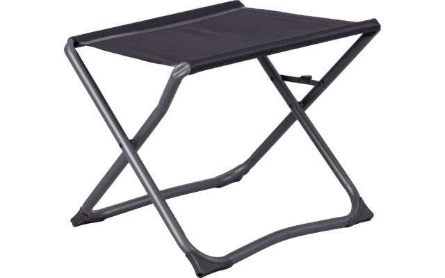 Klapphocker mit schwarzem Stoffbezug und grauem Metallgestell