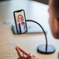 Silwy x Fidlock magnetic vacuum desk FLEX cell phone holder for office