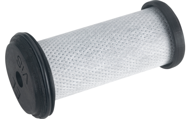 Zylinderförmiger Filter mit schwarzem Rand und weißem Gittergewebe