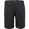 Schwarze kurze Hose mit zwei Taschen hinten und einem Knopfverschluss