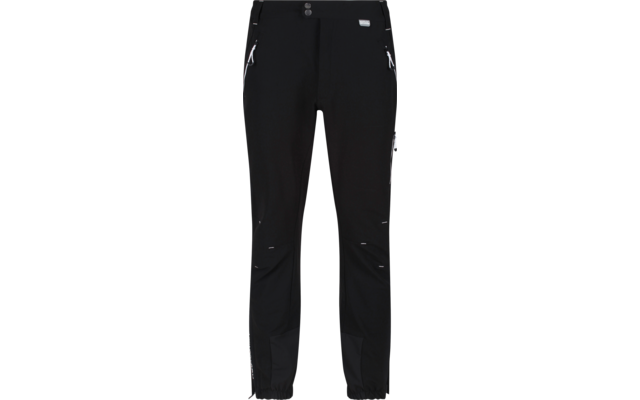 Schwarze Hose mit Taschen und Knöpfen an den Beinen
