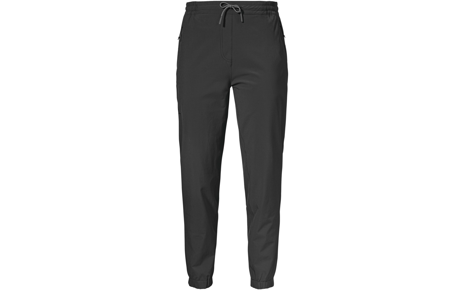 Schwarze Jogginghose mit Kordelzug, Reißverschlusstaschen und elastischen Bündchen