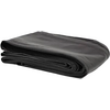 Folded black, slightly shiny rectangular piece of fabric with a textured edge