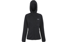 Chaqueta negra de forro polar con capucha, cremallera y dos bolsillos
