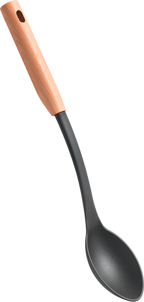 STAUB Cucchiaio Da Portata In Silicone Nero Con Manico In Legno Di Acacia, Senza BPA, Resistente Al Calore, Per Stufati - 2