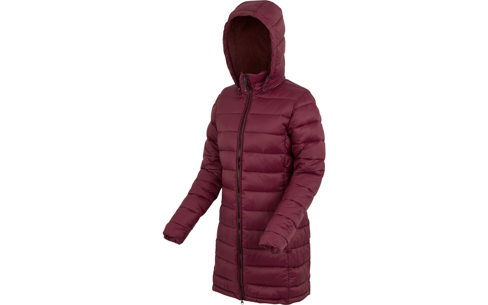 Damen-Steppjacke mit Kapuze in Dunkelrot