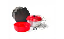 807392 - Omnia x Fritz Berger Campingbackofen 3 Liter Set 5-tlg. inkl. Silikonbackform, Aufbackgitter, Transporttasche & Thermometer