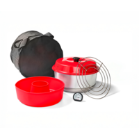 Omnia x Fritz Berger Campingbackofen 3 Liter Set 5-tlg. inkl. Silikonbackform, Aufbackgitter, Transporttasche & Thermometer