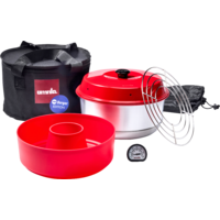 Omnia x Fritz Berger Campingbackofen 3 Liter Set 5-tlg. inkl. Silikonbackform, Aufbackgitter, Transporttasche & Thermometer