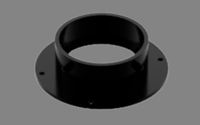 Objet rond noir sur fond gris