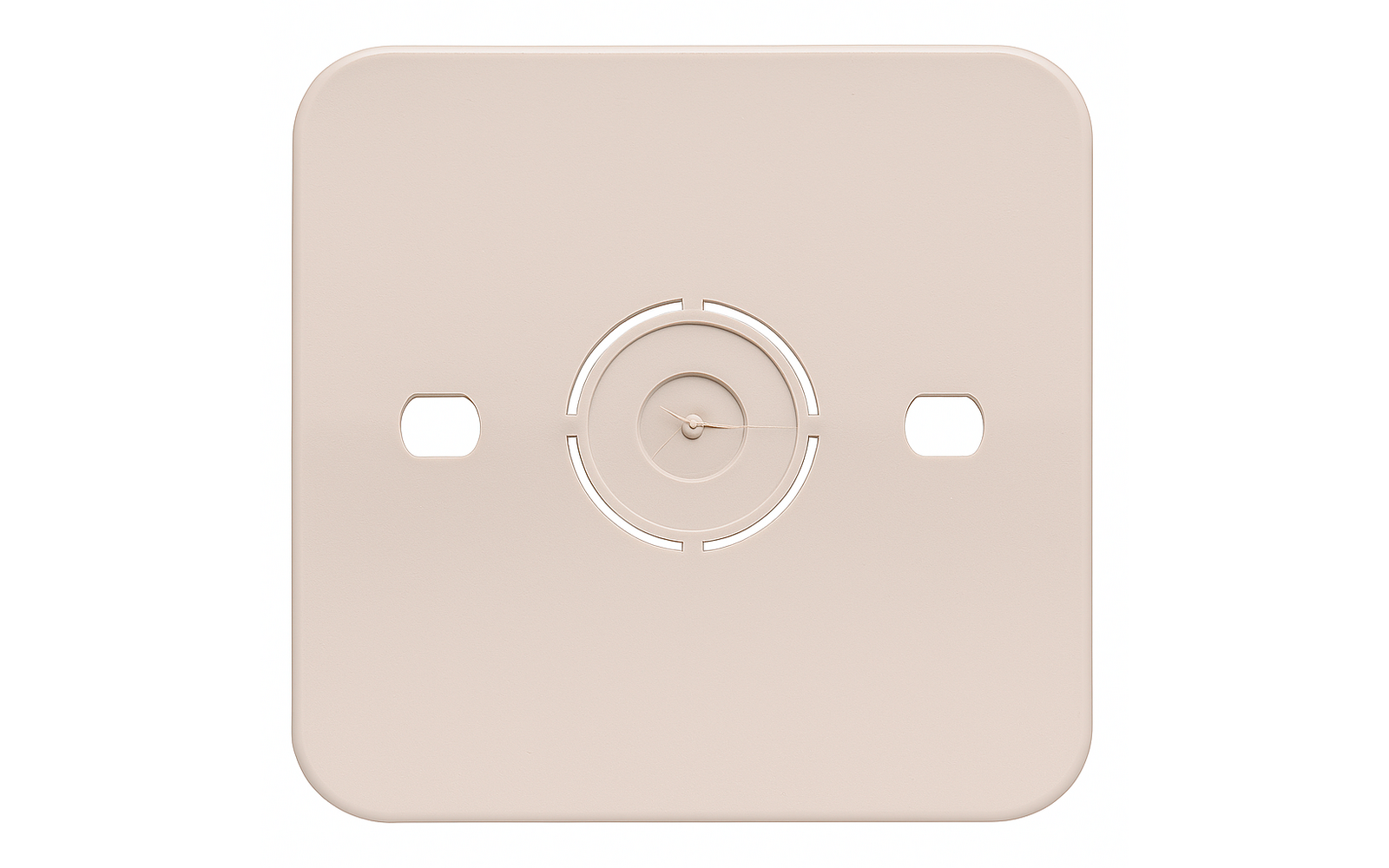 Beige Steckdosenabdeckung mit zentralem Loch und zwei seitlichen Öffnungen