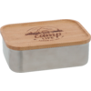 Boîte à lunch rectangulaire avec couvercle en bambou et inscription