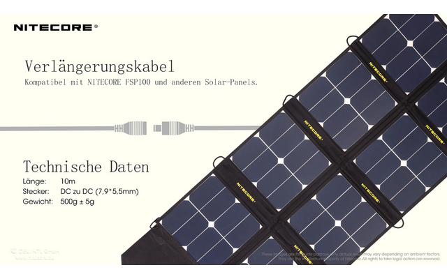 Nitecore verlengkabel voor zonnepaneel 10m