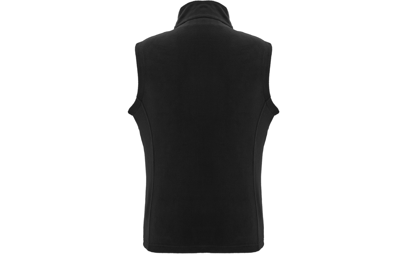 Zwarte mouwloze bodywarmer, achterkant, witte achtergrond