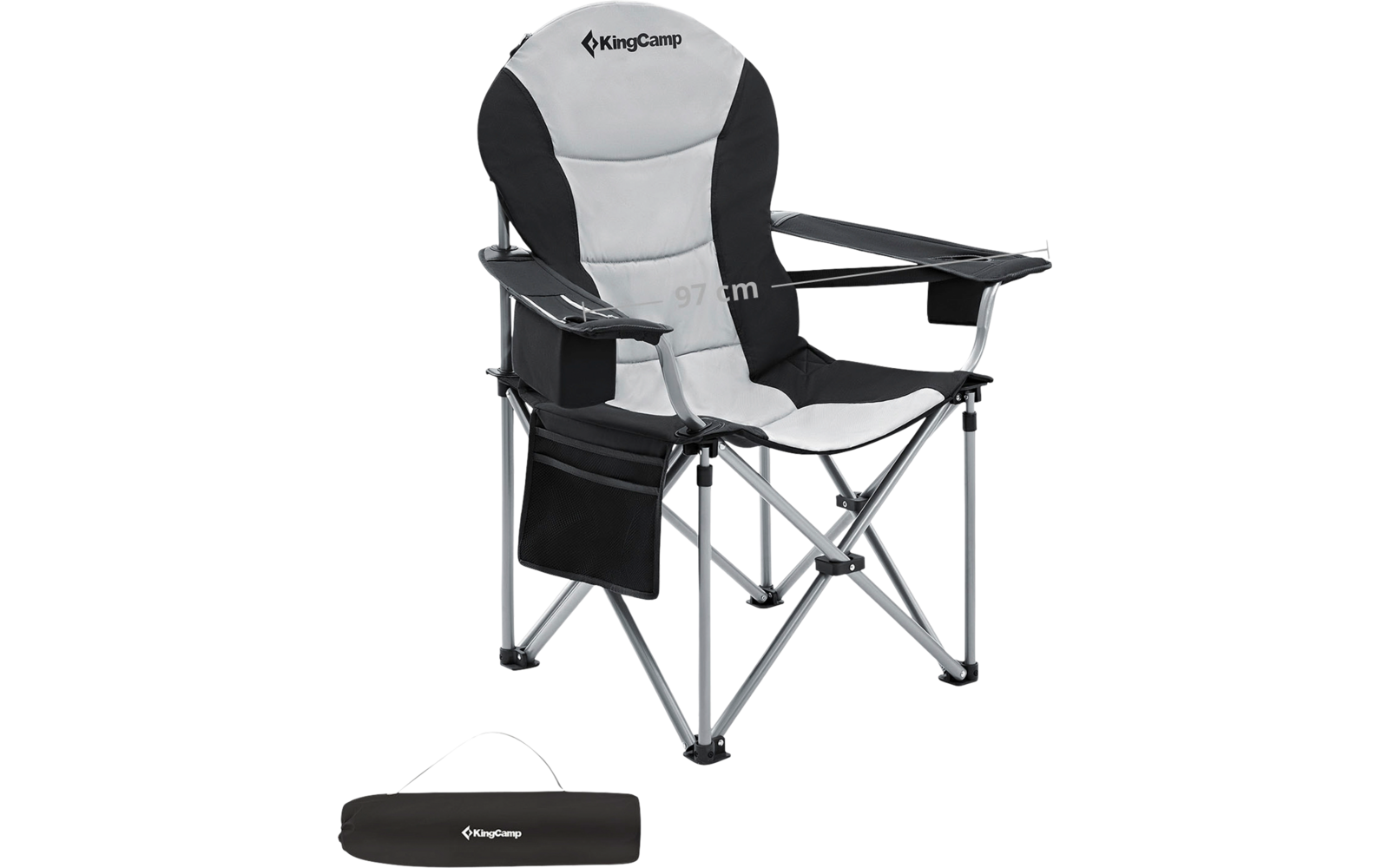 Chaise de camping pliable avec accoudoirs et sac de transport