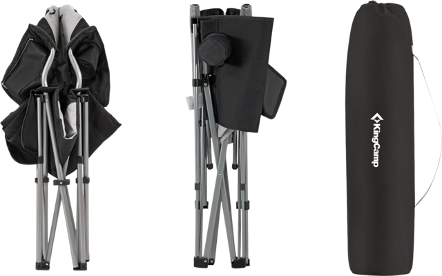 Bâtons de randonnée pliés en aluminium avec poignées noires et sac de transport noir