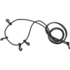 Schwarzes kabel mit zwei kleinen runden Sensoren an den Enden