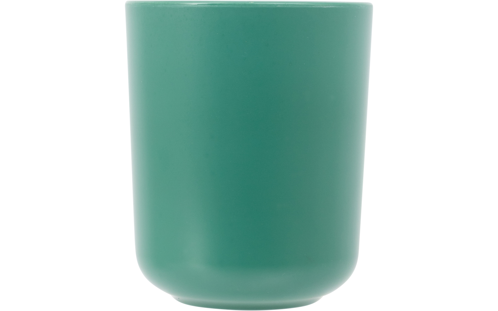 Groene cilindervormige beker zonder handvat met matte afwerking op witte achtergrond