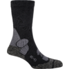 Une chaussette noire unique avec talon et bout gris, motif hexagonal gris sur le côté et indication de taille "40-43" sur le cou-de-pied, sur fond blanc