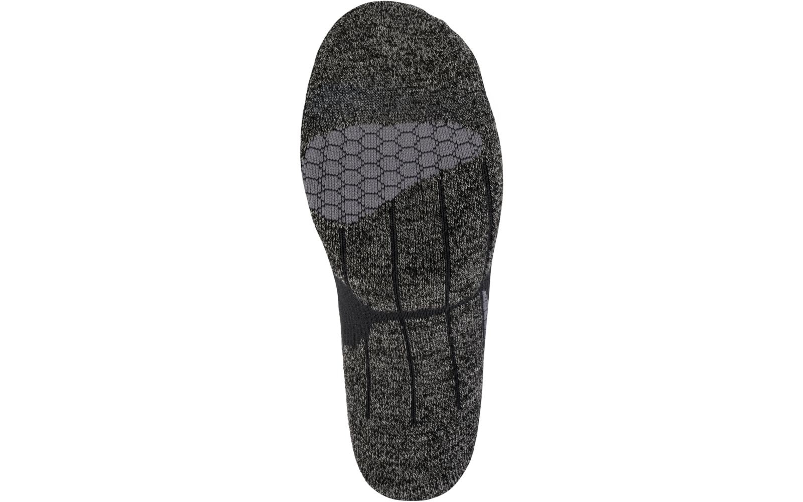 Semelle de chaussette gris-noir avec motif alvéolé