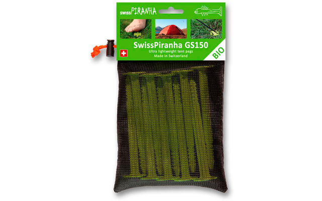 SwissPiranha GS150 Piquet de tente vert 15 cm Set de 10 pièces en sachet