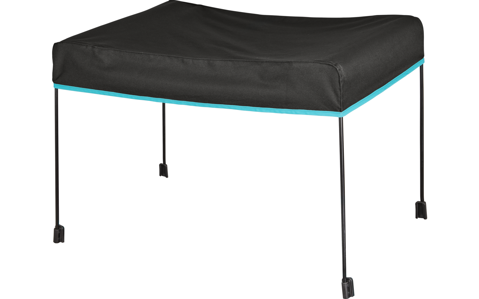 Schwarzer quadratischer Hocker mit vier Beinen