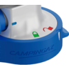 Blaue Kunststoffabdeckung mit CAMPINGAZ-Logo und zwei kleinen Symbolen in Rot und Grün